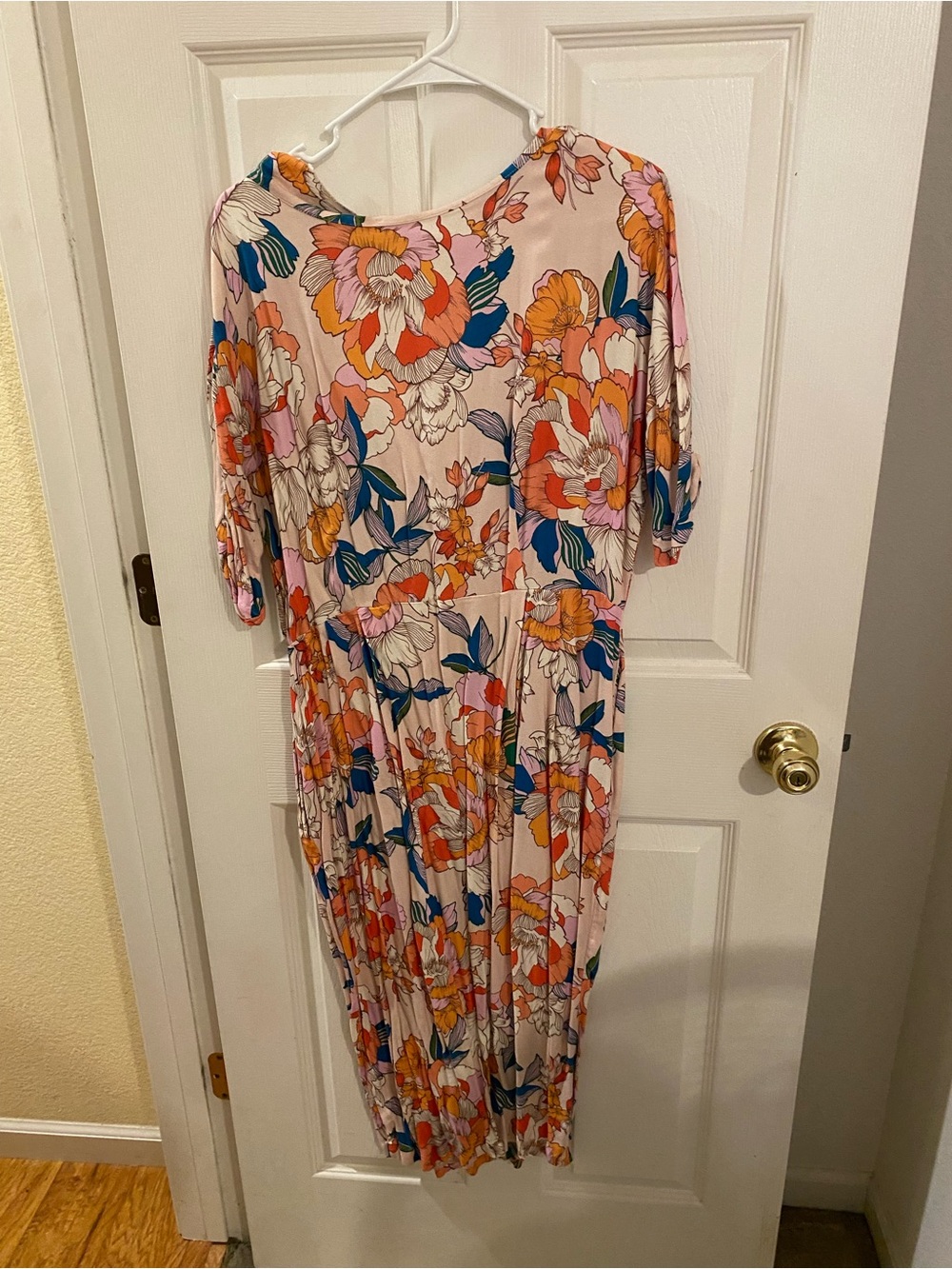 ASOS Pink Floral Maxi Dress with Orange and Blue Blooms